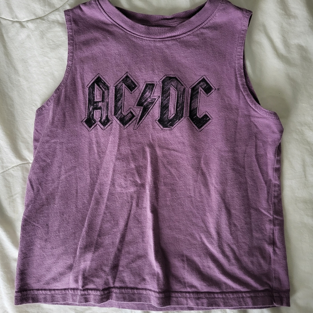 Purple AC/DC Sleeveless Kids Top